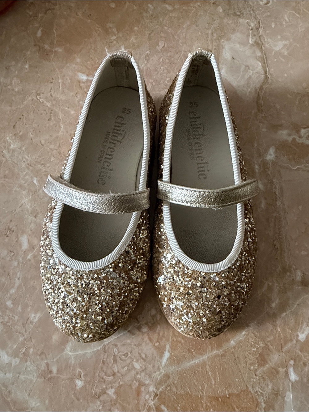 Sparkle Strap Mary Jane Dress Shoes - Gold